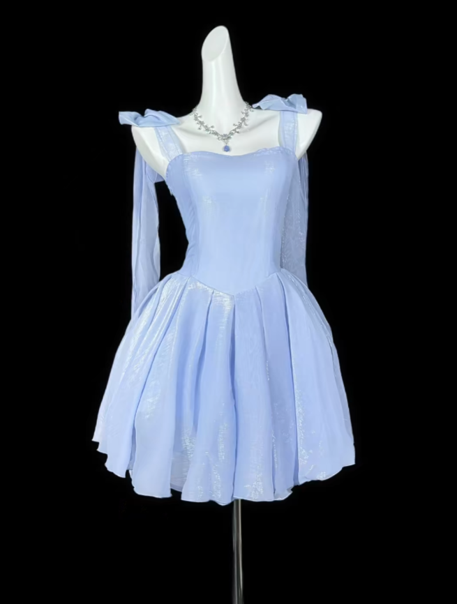 2026 New Homecoming Dresses Mini Short Spaghetti Strap Blue Graduation Cocktail Dress N4302