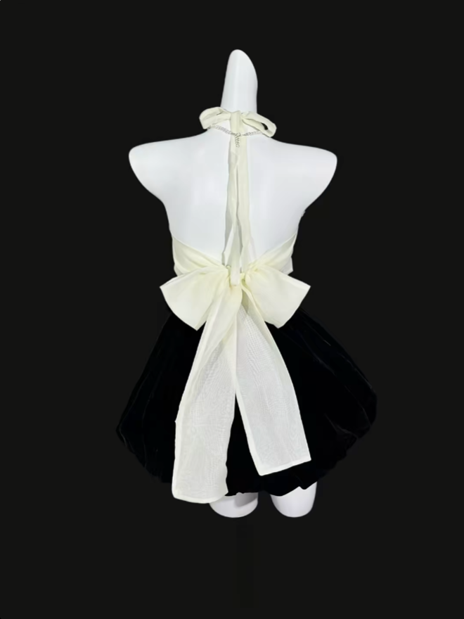 Sweet Ball Gown Halter Little Black Dress Short Mini Party Cocktail Homecoming Dresses N4327