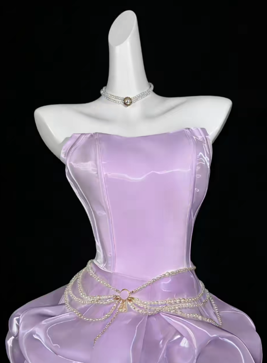 Unique Ball Gowns Strapless Lilac Short Mini Party Cocktail Homecoming Dresses N4353