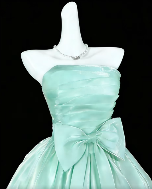 Sweet Ball Gown Strapless Mint Green With Bow-knot Short Mini Party Cocktail Homecoming Dresses N4360