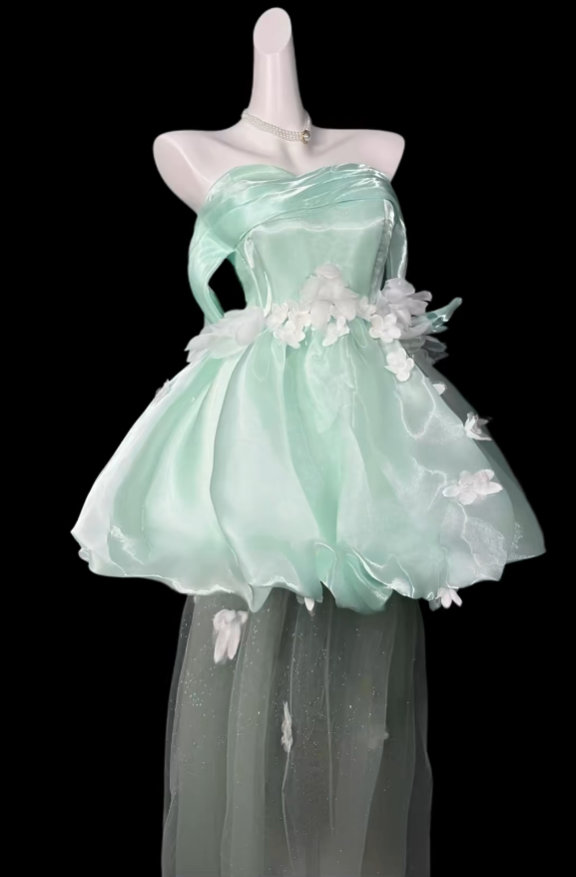Unique Ball Gowns Off The Shoulder Mint Green Short Mini Party Cocktail Homecoming Dresses N4376