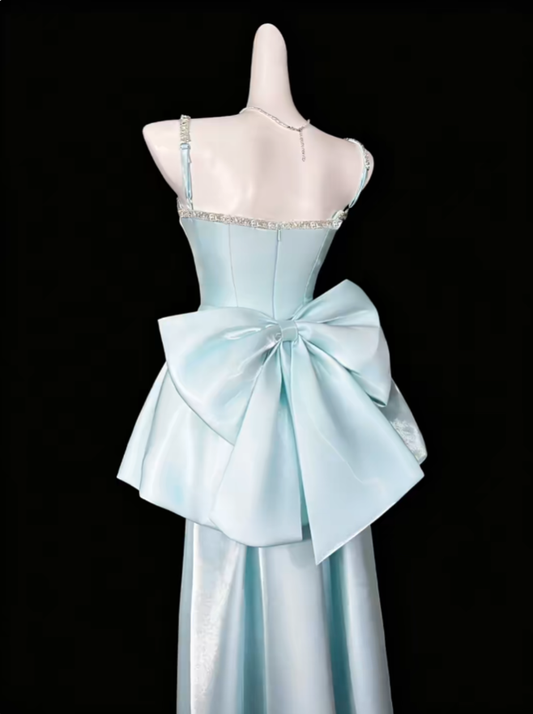 Pretty Ball Gowns Spaghetti Strap Light Sky Blue Short Mini Party Dress Homecoming Dresses N4402