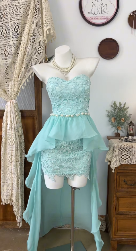 Glamorous High Low Sweetheart Blue Sheath Chiffon Senior Formal Graduation Inspo Prom Homecoming Dresses N4628