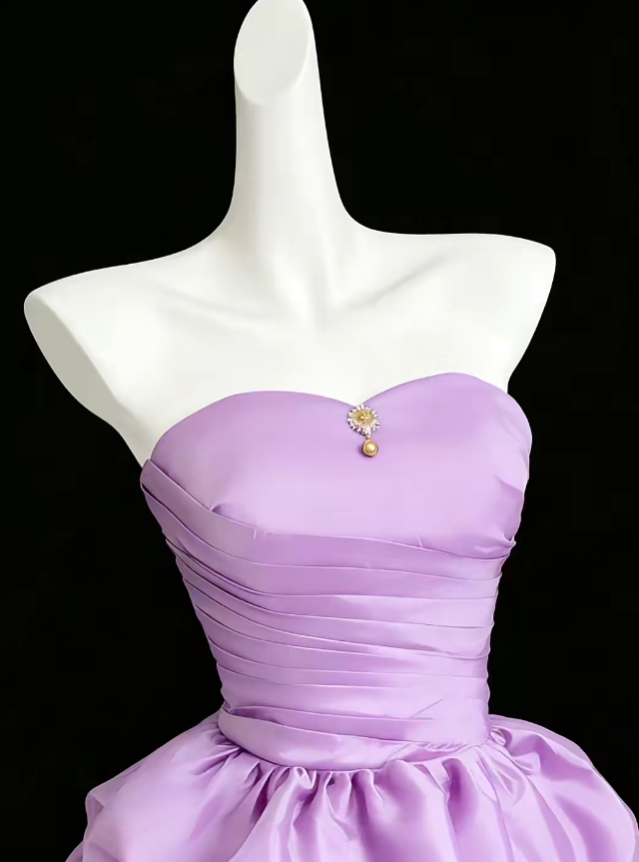 Pretty Ball Gown Strapless Lilac With Ruffled Senior Inspo Graduation High School Homecoming Dresses N4641