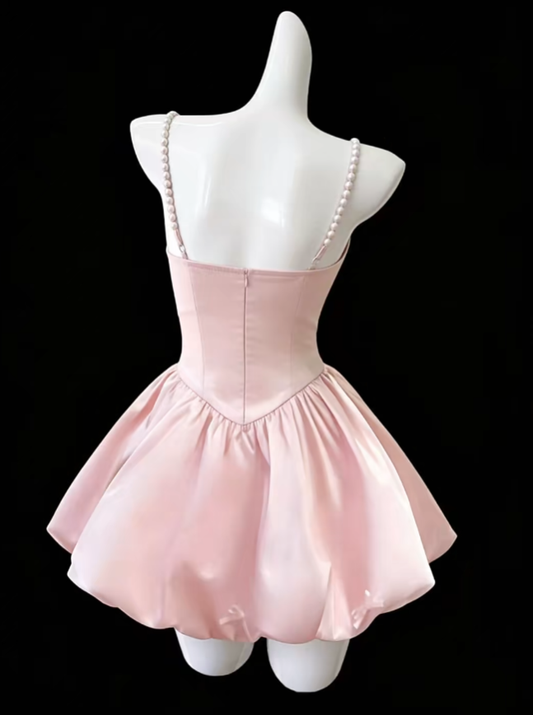 Fashional Ball Gowns Spaghetti Strap Pink Mini Senior Short Hoco Gowns High School Homecoming Dresses N4682