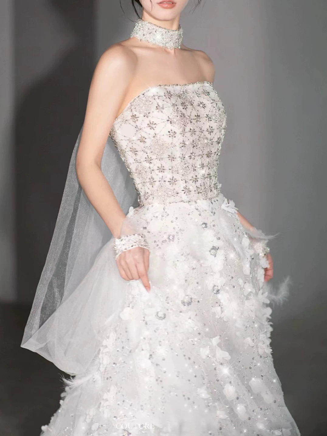 Modest Ball Gown Strapless White Sequins Prom Dresses Inspiration Long Party Evening Dress 21st Birthday Outfits AB2294
