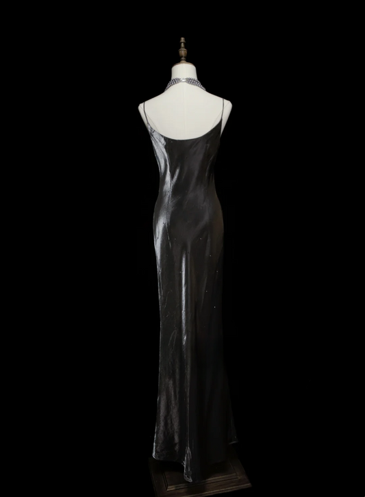 Chic Formal Mermaid Spaghetti Strap Gray Style Impress Long Prom Dresses Party Gowns OB030