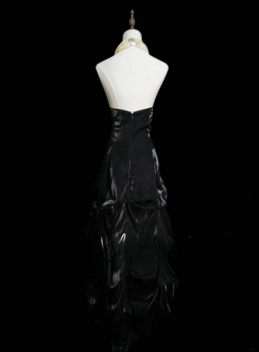 Chic Formal Mermaid Spaghetti Strap White Tops Black Skirt Satin With Beads Style Impress Long Prom Dresses Party Gowns OB033