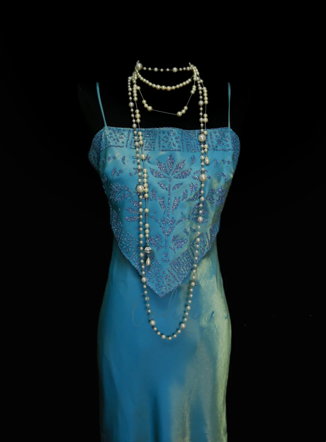 Vintage Mermaid 2 Piece Blue Spaghetti Strap Long 70s Prom Dresses Formal Gowns Inspo Evening Outfit OB040