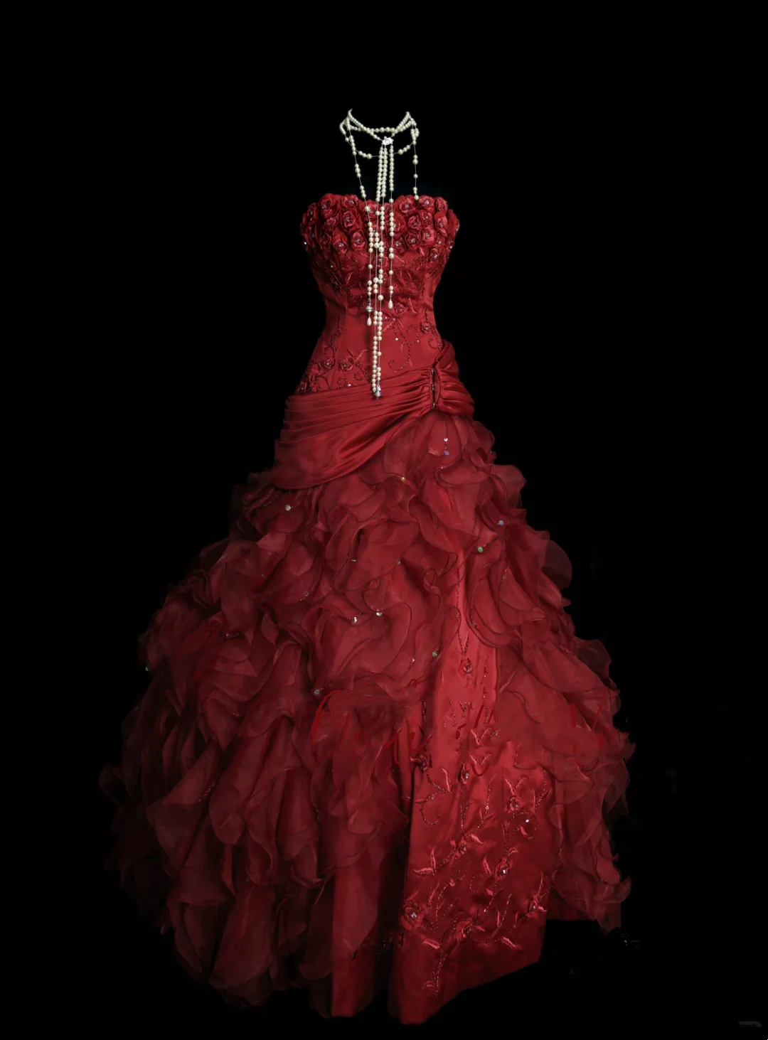 burgundy dress sweet 16 Burgundy Ball Gown With Flowers,Sweet 16 Dress, Burgundy Quinceanera D   Simplepromdress