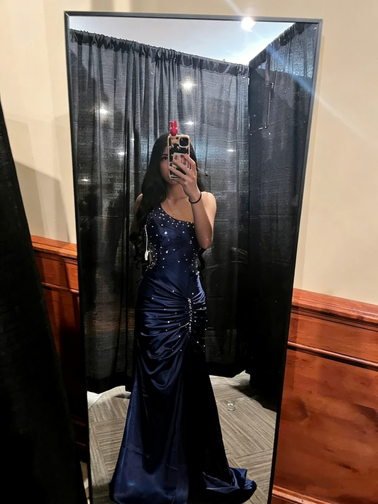 Vintage Mermaid One Shoulder Grape Satin Sleeveless Long Prom Dresses Party Dress 21st Birthday Outfits Graduation Dress RB017