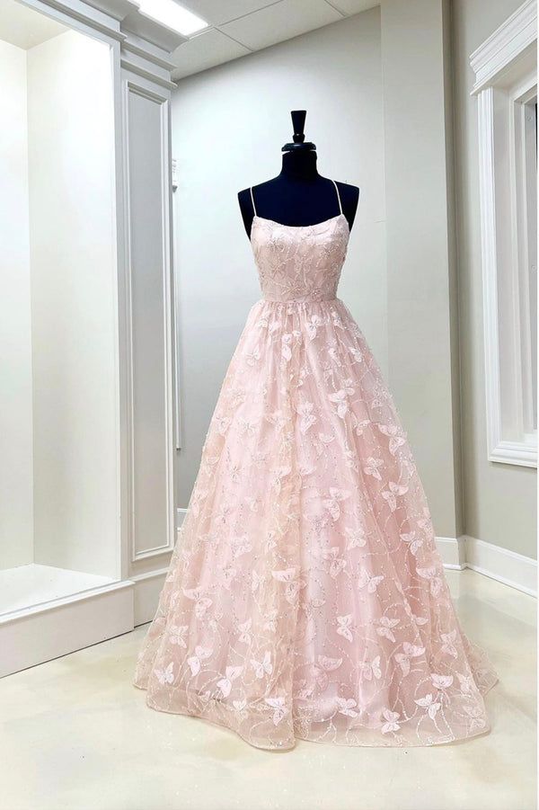 Classy Ball Gown Spaghetti Straps Blush Pink Prom Dresses Long Party Dress 18th Birthday Outfit Graduation Dress RB1045
