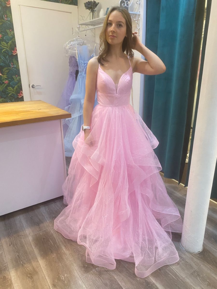 Classy Ball Gown Spaghetti Straps Pink Prom Dresses Long Party Dress 1 – RubyFashionDress