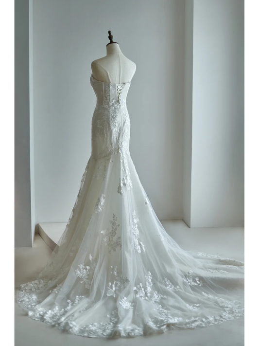 Romantic Mermaid Sweetheart Lace Corset White Wedding Dress Styles Long Bridal Gown Wedding Gowns RB1120