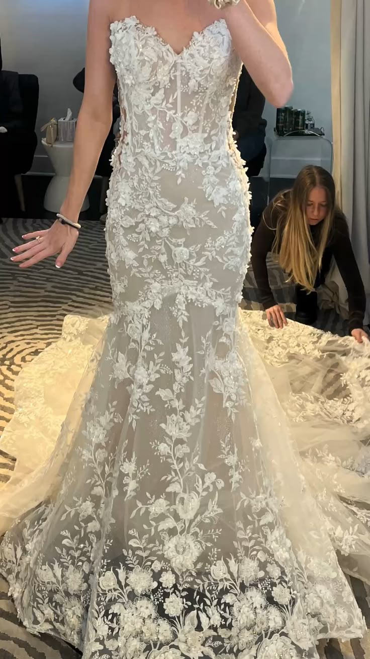 Charming Mermaid Sweetheart White Lace Corset Wedding Dress Long Bridal Gowns Wedding Dresses RB1363