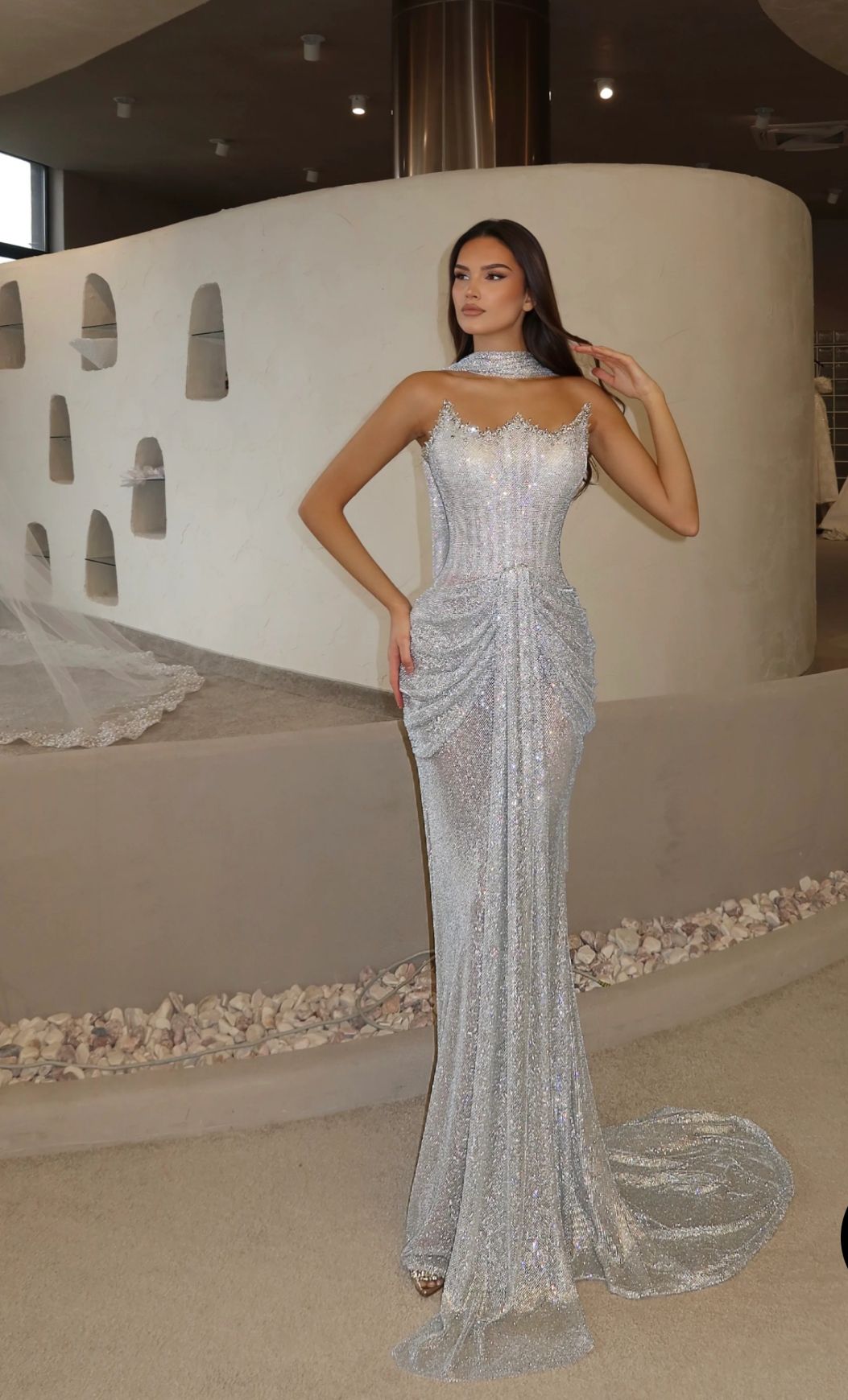 Sexy Mermaid Strapless Light Sky Blue Sleeveless Sequin Long Prom Dresses Inspo Prom Gown RB1373