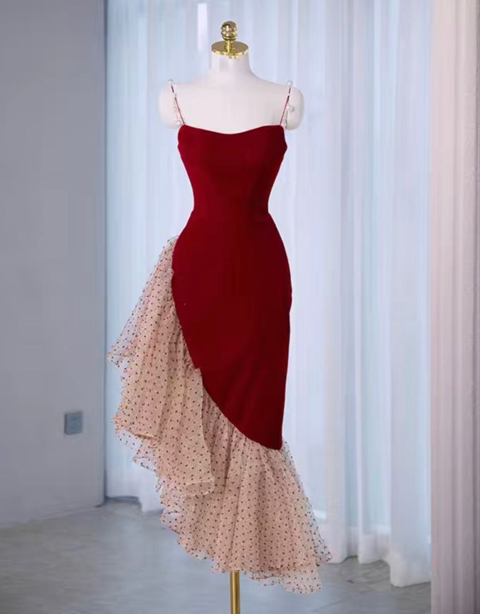 Modest Mermaid Spaghetti Strap Tulle Long Prom Dresses Impress 18th Birthday Outfits Prom Gown RB1618
