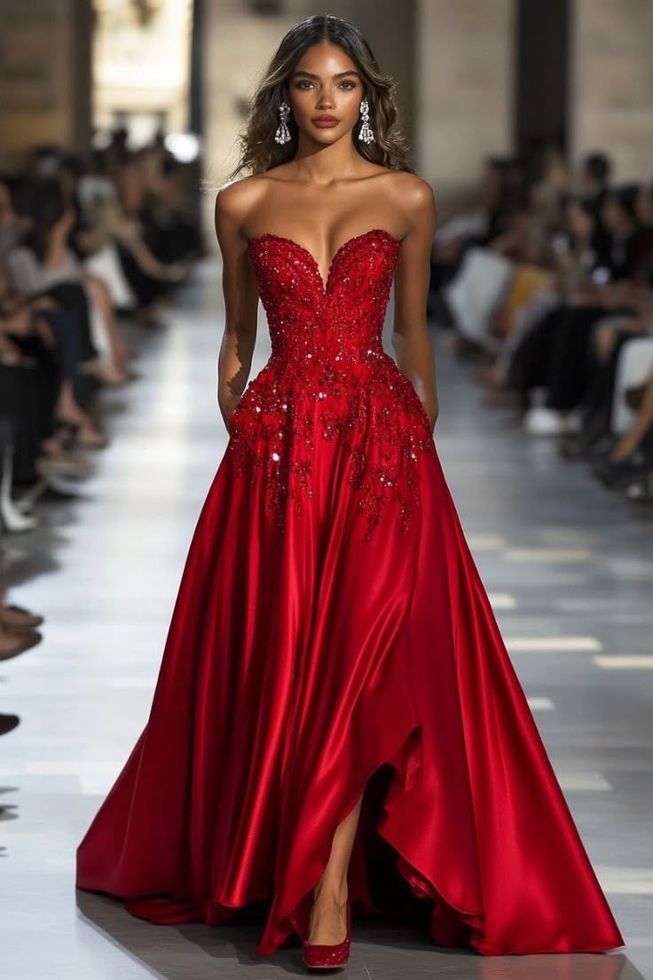 Sexy A Line Sweetheart Silk Satin Red Long Prom Dresses Impress 18th Birthday Outfits Prom Gown RB1649