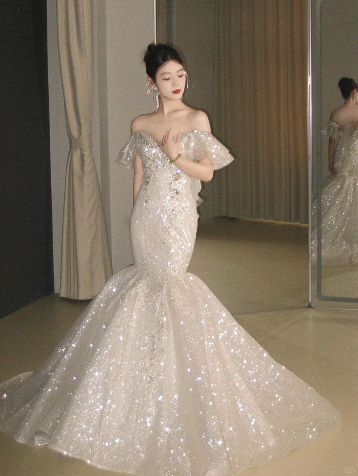 Modest Mermaid Off The Shoulder Sequin Prom Dresses Long Party Dress 18th Birthday Outfits Graduation Dress RB1706