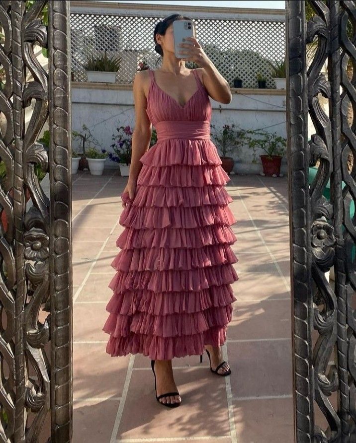 Chic Ball Gown Dusty Rose Tulle Ankle Length Prom Dresses Formal Dress Birthday Outfits Prom Gown RB1721