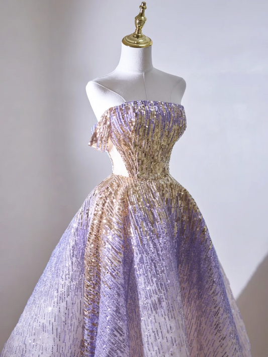 Retro Ball Gown Off The Shoulder Lilac Sequin Long Prom Dresses Impress 18th Birthday Outfits Prom Gown RB1899