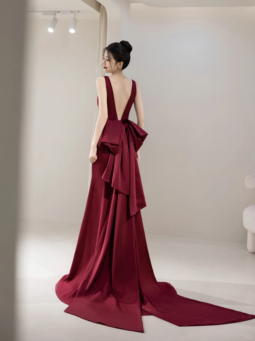 Simple Mermaid V Neck Burgundy Satin Long Prom Dresses Impress 19th Birthday Outfits Prom Gown RB1905