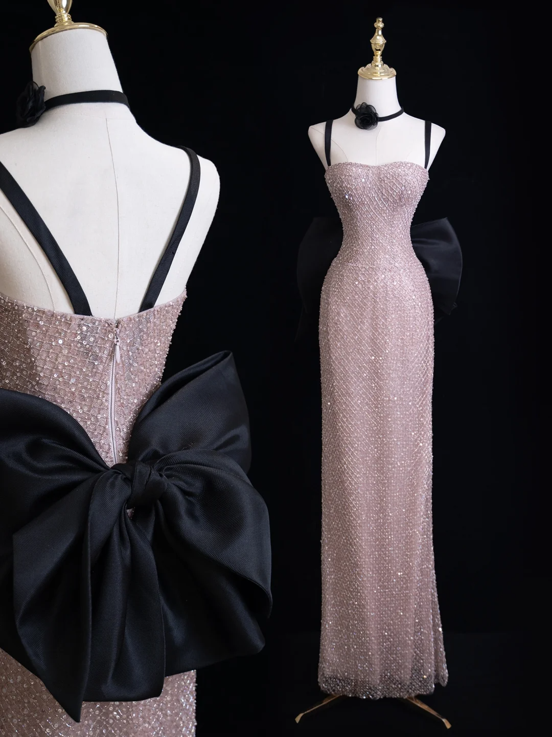 Modest Mermaid Spaghetti Straps Pink Sequin Long Prom Dresses Impress 19th Birthday Outfits Prom Gown RB1914