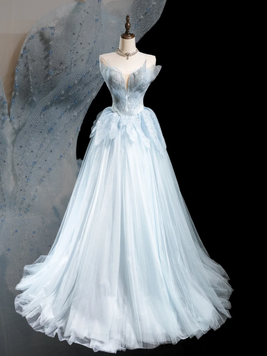Pretty Ball Gown Sweetheart Light Sky Blue Tulle Senior Aesthetic Prom Dresses Prom Gowns Formal Outfits Graduation Dress RB1922