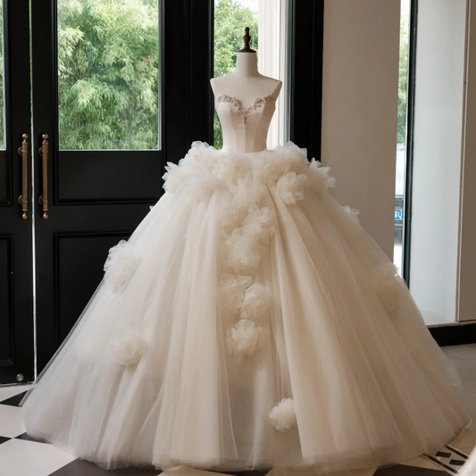 Ethereal Ball Gown Sweetheart Fitted Corset Sleeveless Tulle Wedding Dress Bride Gowns Wedding Dresses RB2060