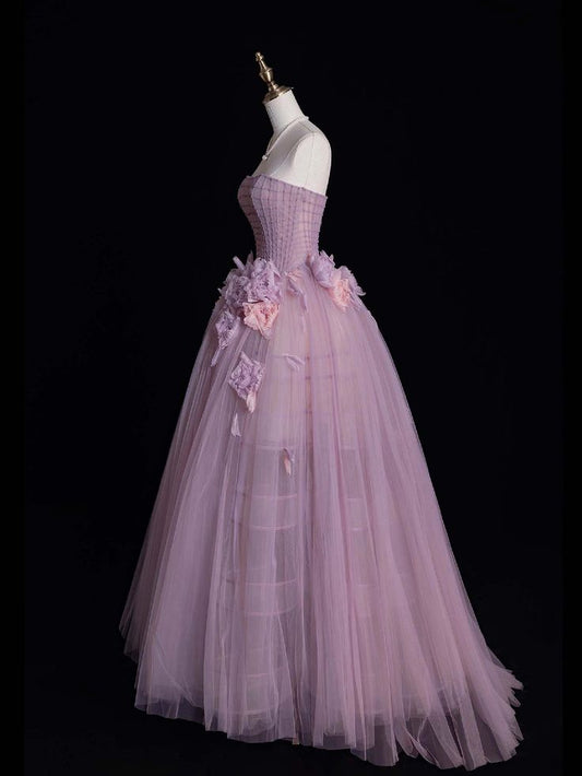 Beautiful Ball Gown Strapless Lilac Tulle Prom Dresses For Teens Formal Dress Party Outfits Prom Gown RB2080