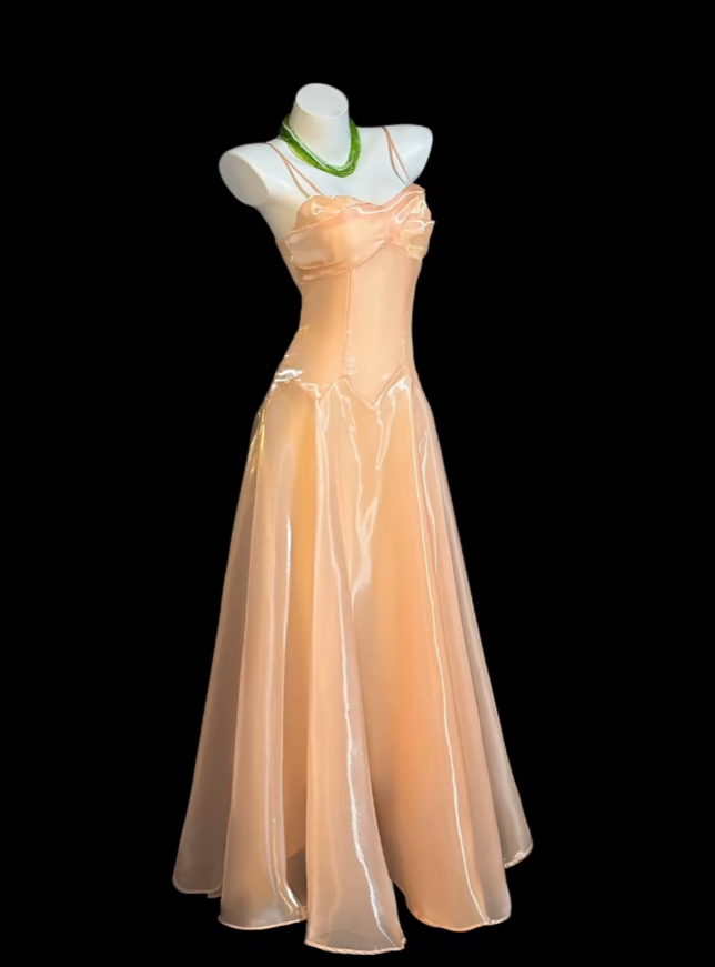 Modest A Line Spaghetti Strap Orange 16th Birthday Dress Sleeveless Ev – RubyFashionDress