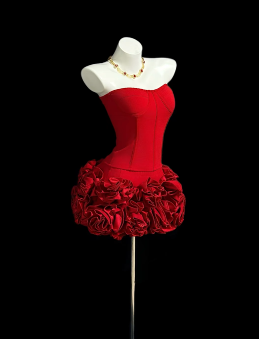 Aesthetic Sheath Tight Bodycon Strapless Red 18th Birthday Outfit Ideas For Teens Inspo Short Hoco Gown Homecoming Dresses RB3097