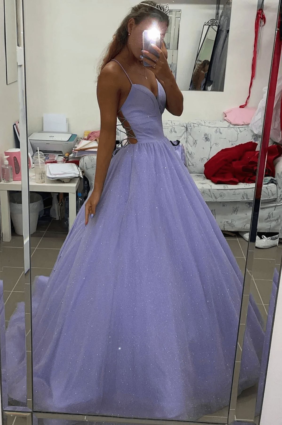 aesthetic graduation dresses Elegant Ball Gown Spaghetti Straps Lilac Sequin Senior Prom – RubyFashionDress combining durability with lightweight Color:Blue Lagoon ($118.66) Tory Burch graphic-print Twill asian gowns