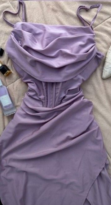 Simple Mermaid Spaghetti Straps Grape Satin Prom Dresses Inspiration Slit Prom Dress Princess Graduation Dress RB846