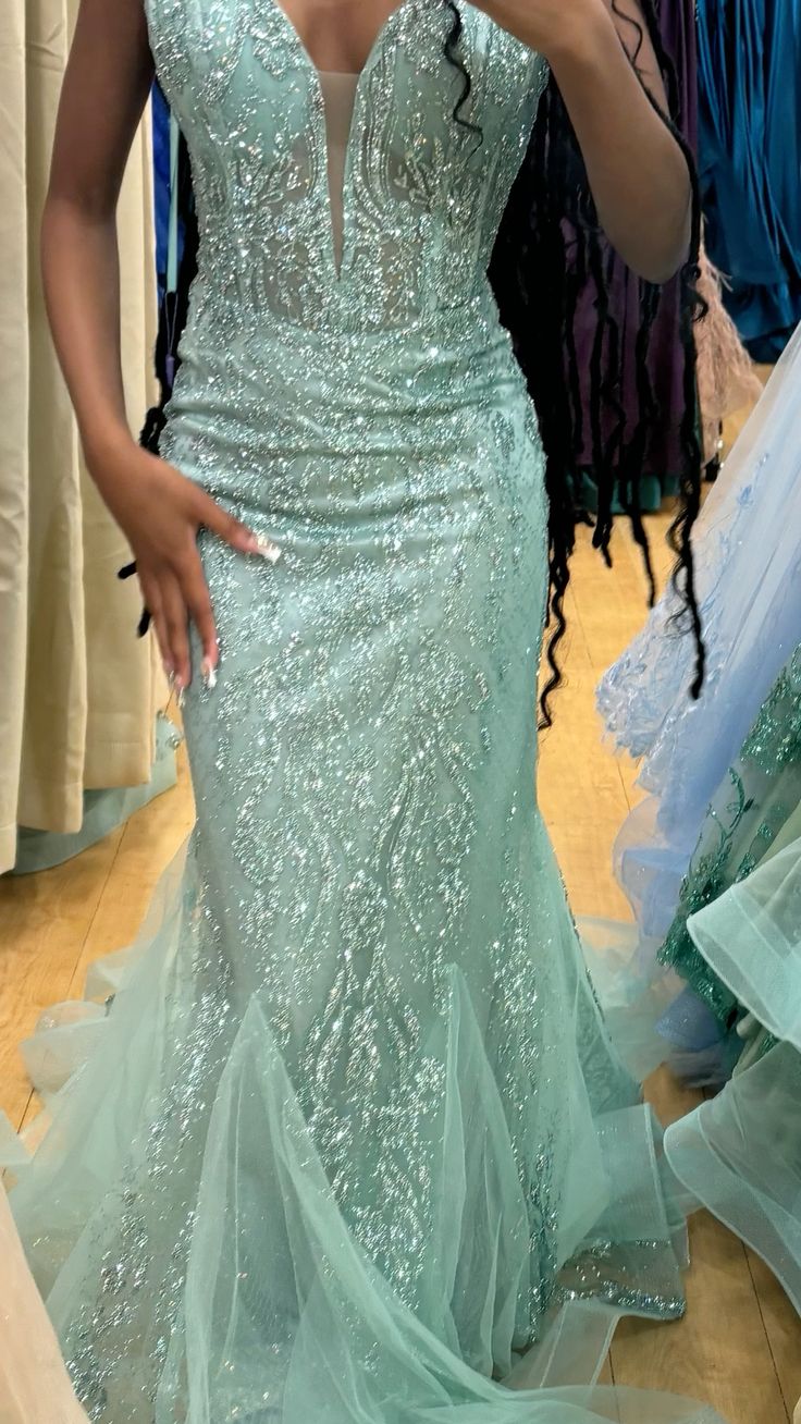 Modest Mermaid Spaghetti Straps Mint Green Tulle Prom Dresses Inspiration Prom Dress Senior Graduation Dress RB913