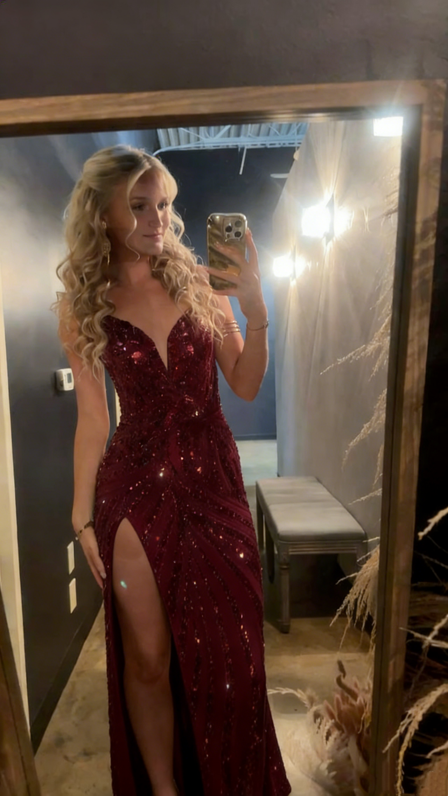 Sparkly Mermaid Spaghetti Straps Gold Sequins Prom Dresses Party Dress 22th Birthday Outfits Graduation Dress RB944