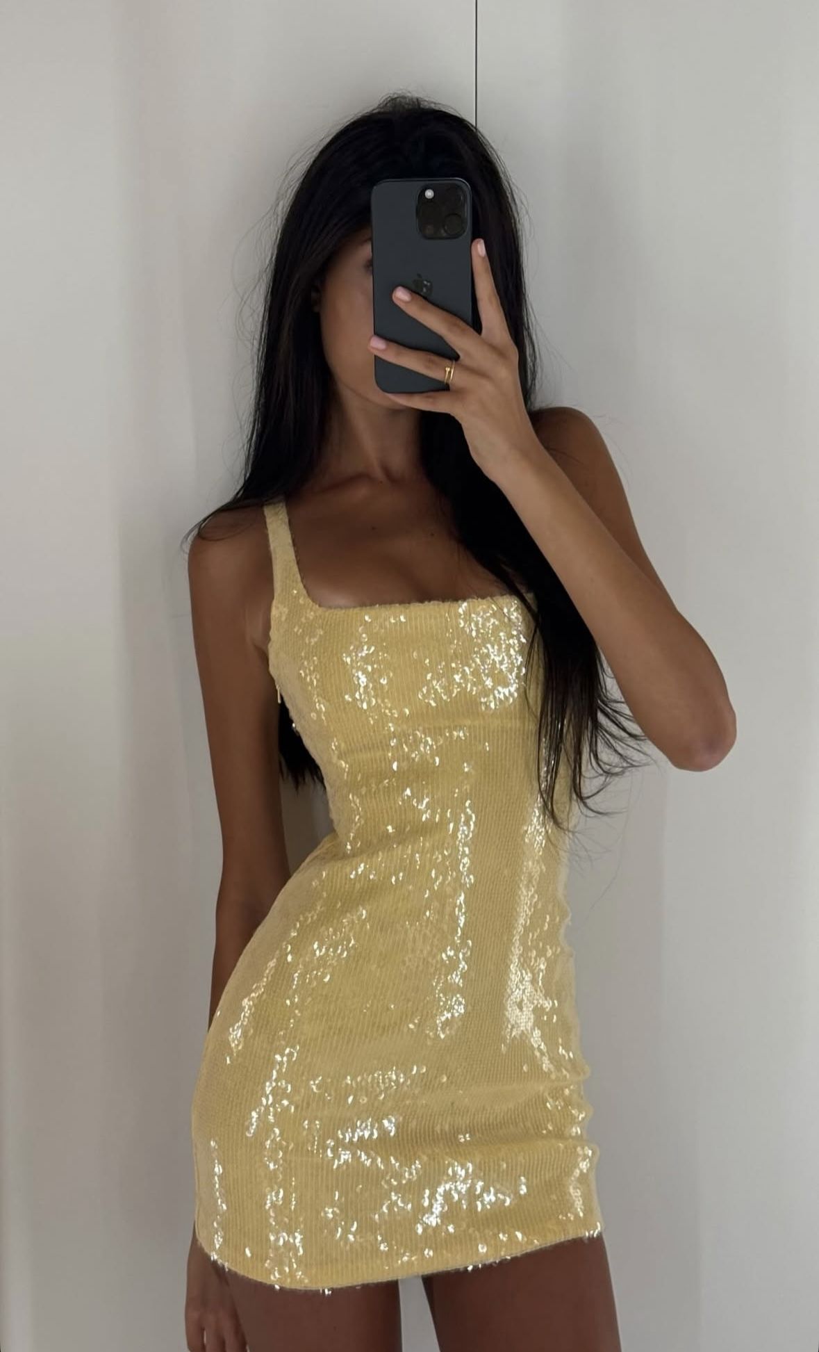 Trendy Sheath Square Neck Yellow Sequins Short 16th Birthday Dress Homecoming Dresses Cocktail Gown RB955