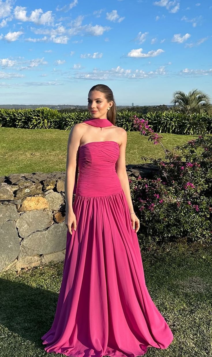 Sexy Mermaid Strapless Hot Pink Satin Prom Dresses Long Party Dress 21st Birthday Outfit Graduation Dress RB993