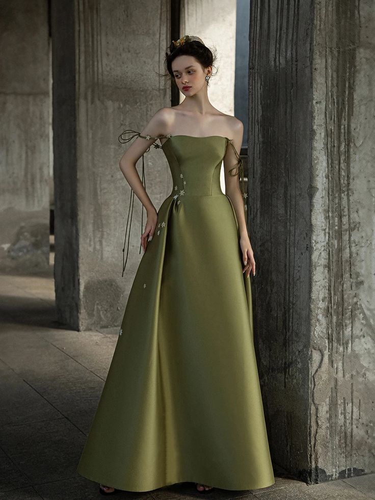 Gorgeous Spaghetti Straps Satin A-Line Prom Dress Evening Dress RF0384