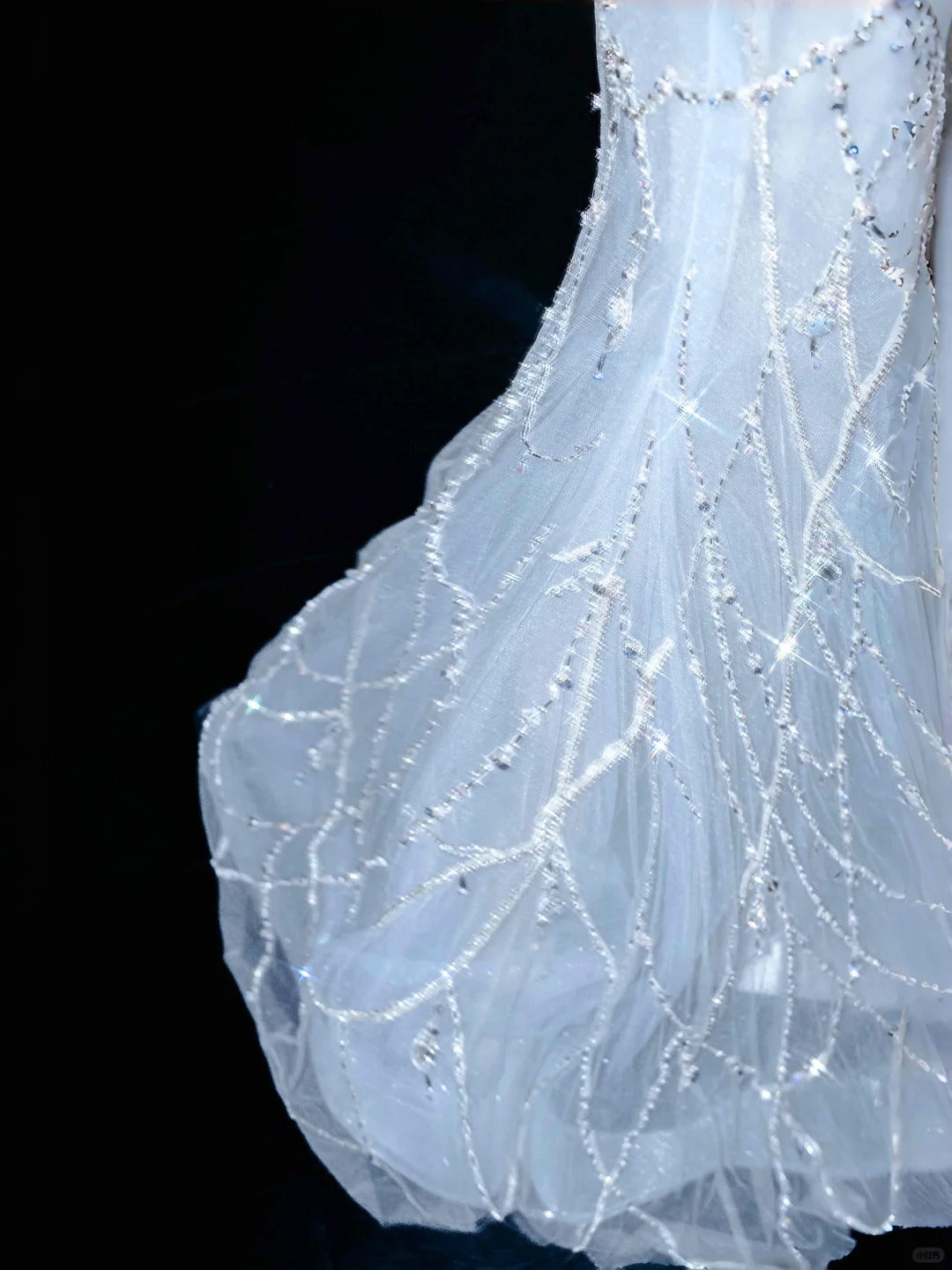 Elegant Ice Blue Tulle Beaded Mermaid V Neck Prom Dresses Formal Evening Dresses- RF0520