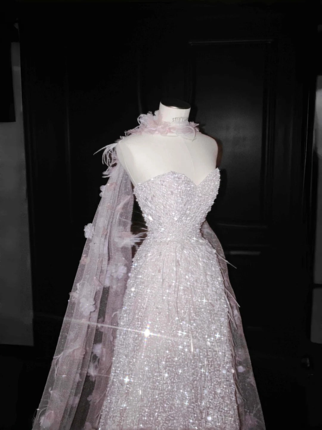 Pink Tulle Sequin Sweetheart Neckline A-Line Prom Dresses Elegant Evening Dress- RF0459