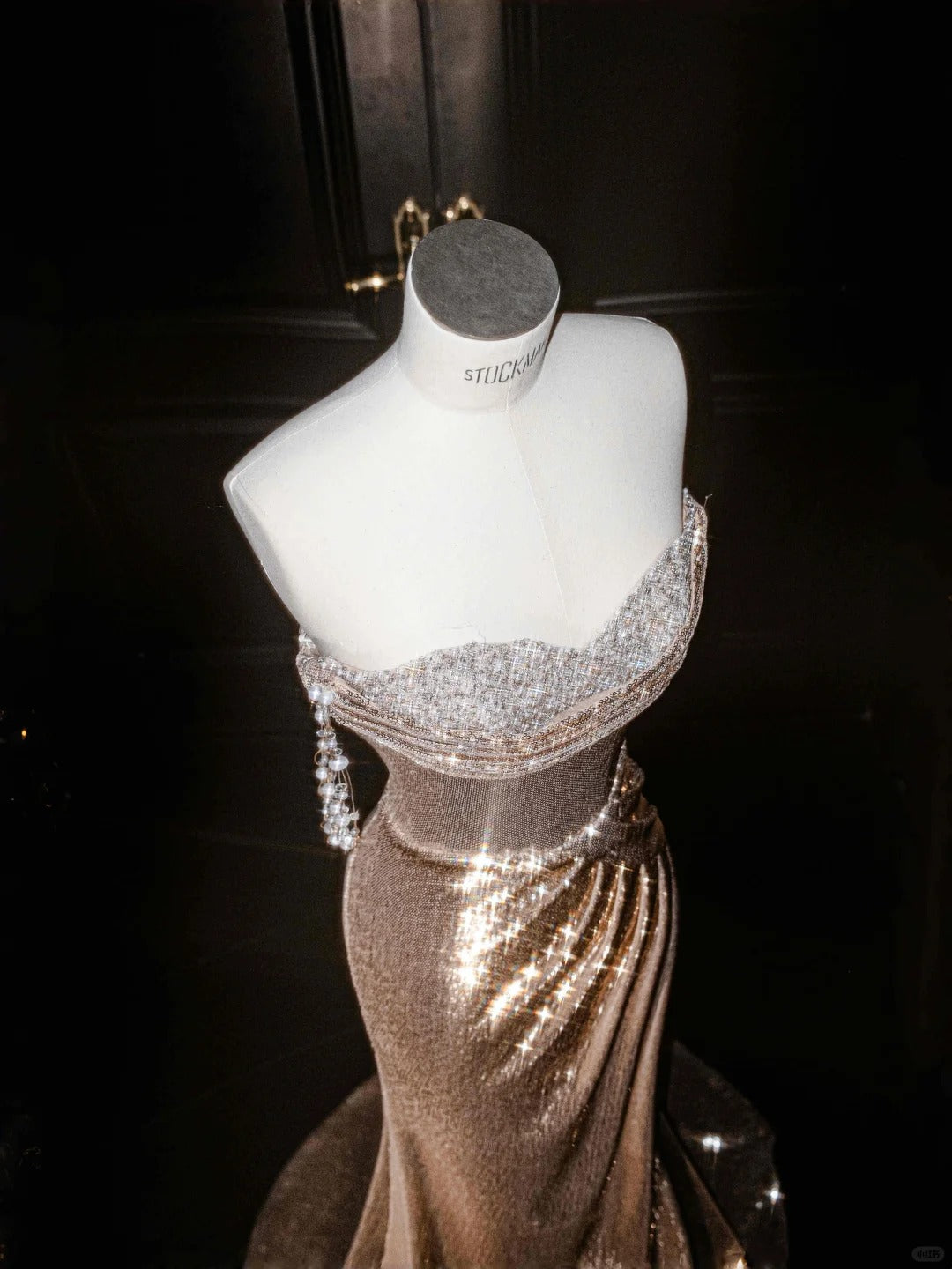 Elegant Champagne Off Shoulder Mermaid Sequin Long Prom Dresses Formal Evening Dresses RF0475