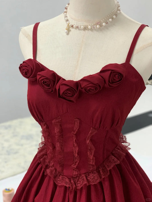 Elegant Burgundy Spaghetti Straps A-Line Satin Short Prom Dresses Cute Homecoming Dress RF0754