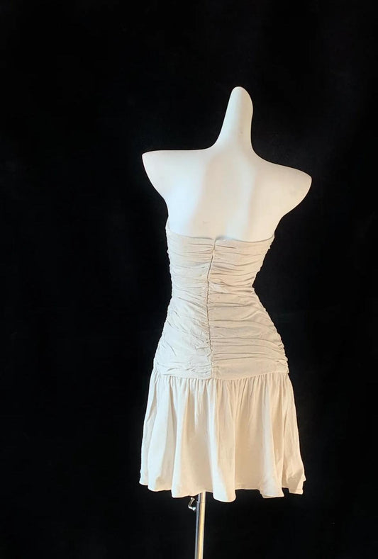 Simple Apricot Strapless A-Line Short Prom Dresses Homecoming Dress RF0768
