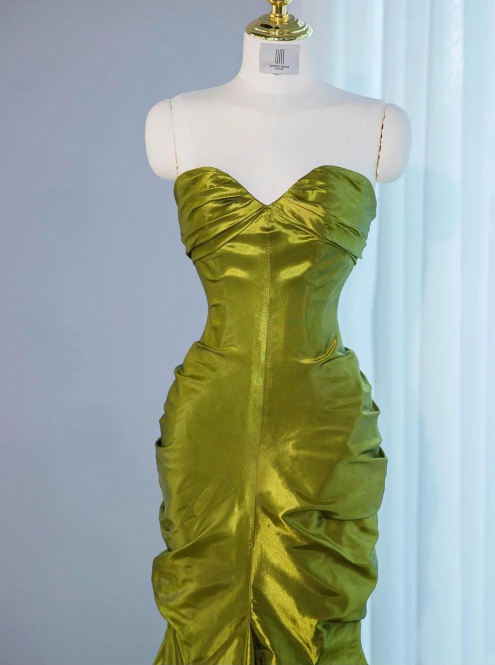 Gorgeous Green Sweetheart Mermaid Satin Long Prom Dresses Formal Evening Gowns RF0769