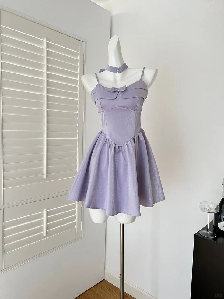 Sweet Spaghetti Straps Purple A-Line Satin Short Party Dress Homecoming Dresses RF0860