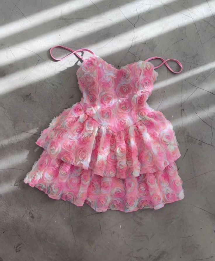 Dream Ball Gown Spaghetti Strap Pink Floral Party Dress Short Mini 18th Birthday Dresses Hoco Outfits RB3516