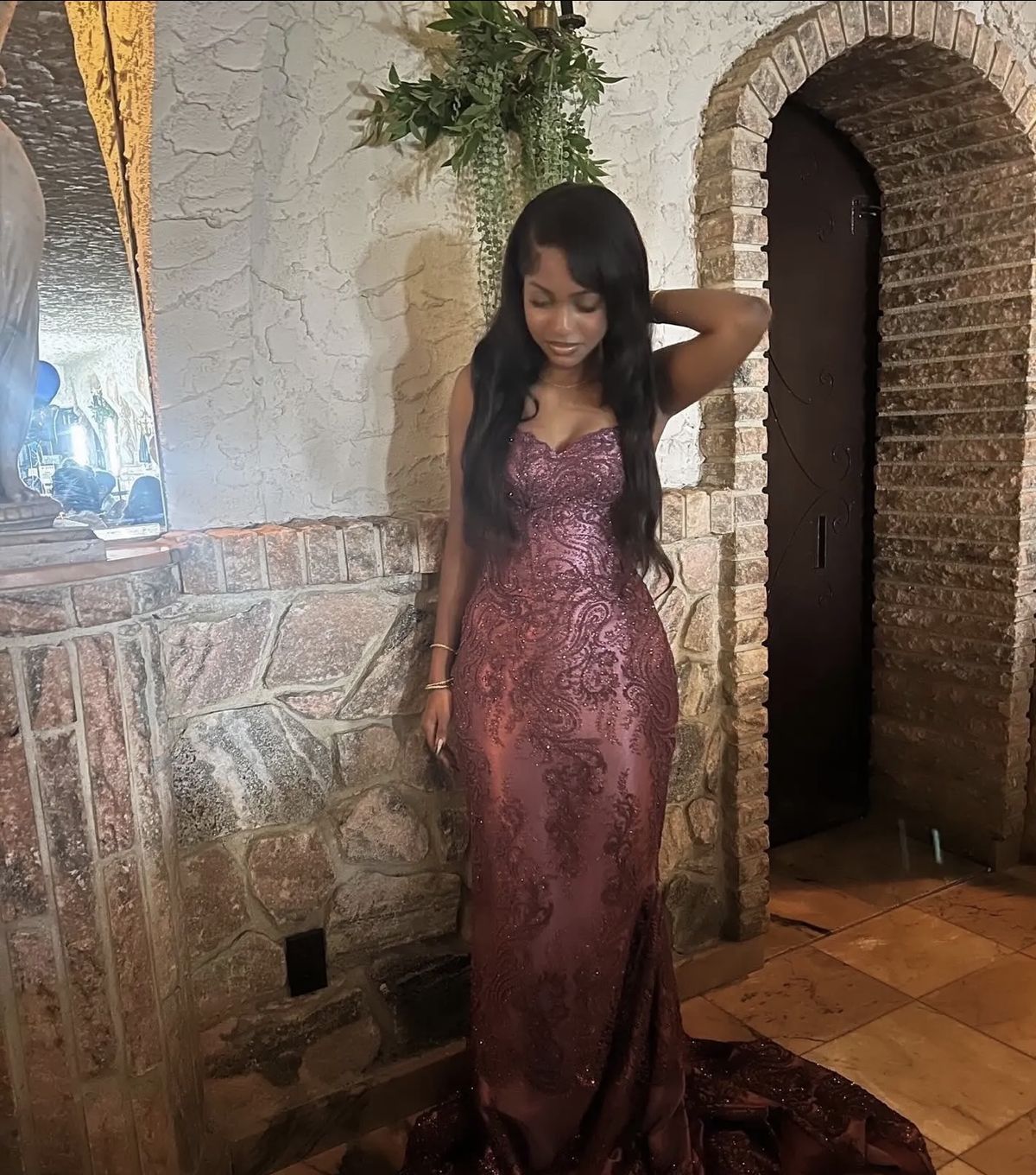 Sparkly Mermaid Sweetheart Pink With Beaded Bodice Long Prom Dress For Black Girls Evening Dresses N637