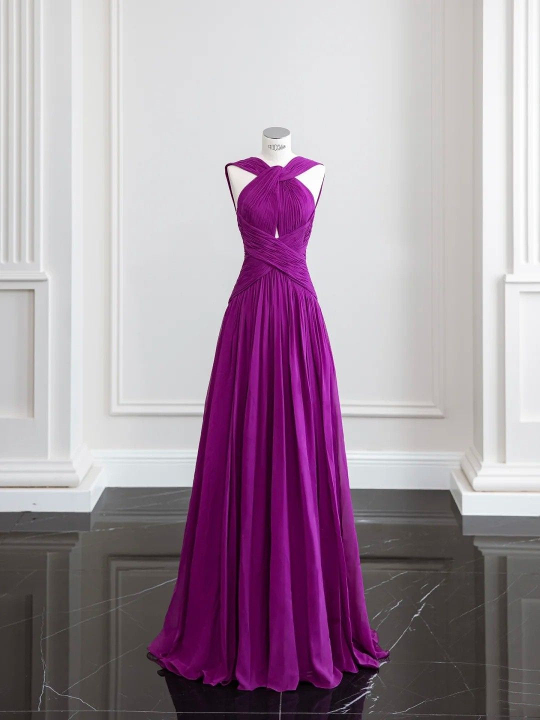 Modest Senior Prom Dresses High Schools Inspiration A line Halter Grape With Pleated Semi Formal Grad Long Prom Dress For Teens AB2189