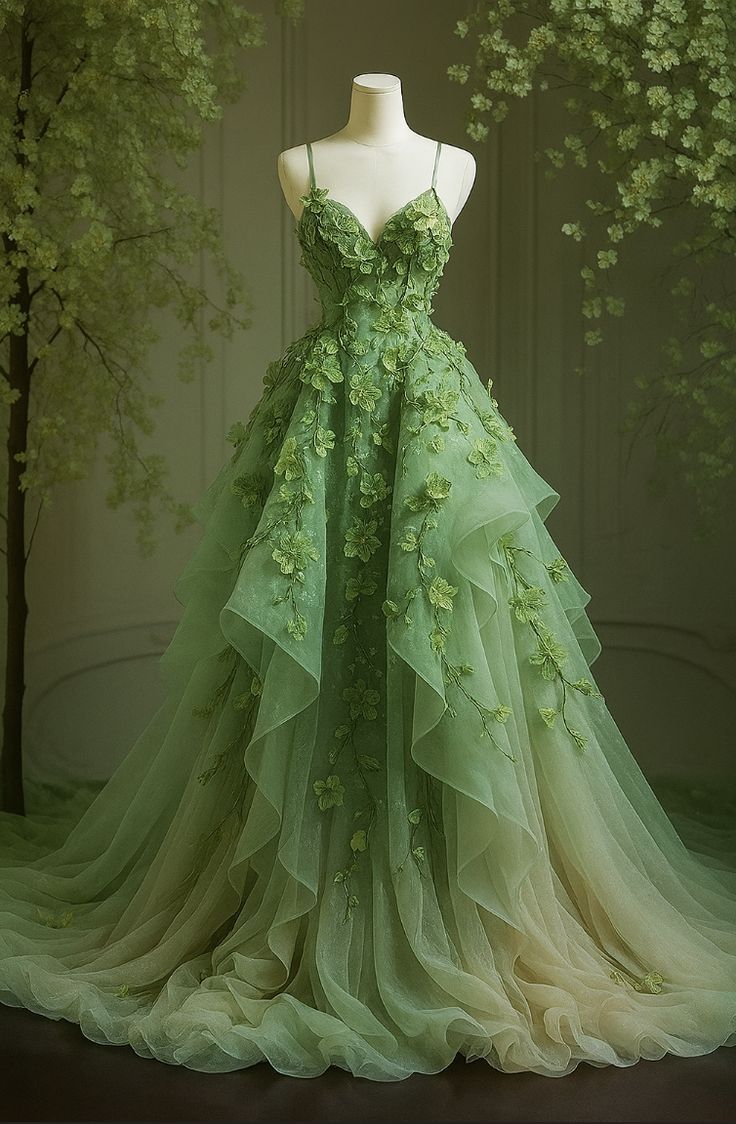 Modest Ball Gown Spaghetti Straps Green Tulle Prom Dresses Long Sweet 16 Birthday Party Dress Evening Dresses AB1161